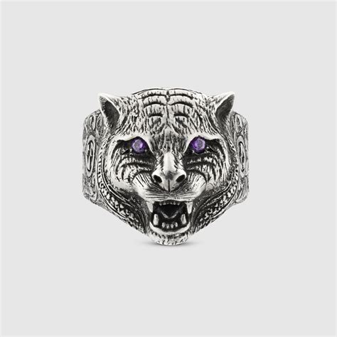 gucci feline ring on hand|Gucci: Silver Feline Garden Ring .